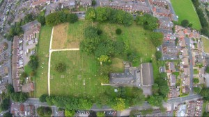 Aerial view of Bramley Baptists Churchyard.