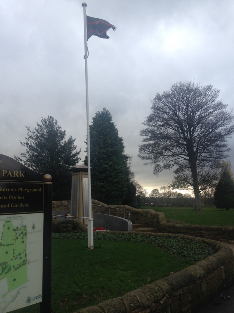 Bramley War Memorial Last Remembrance Flag Flying of 2015 Sheldon Steel